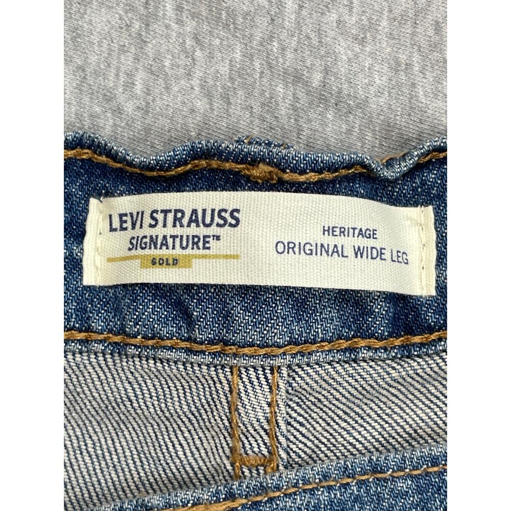 Levis Jeans Women 22 (W36) Blue Cotton Blend Stretch Mid-Rise Wide Leg NWT - Picture 3 of 10